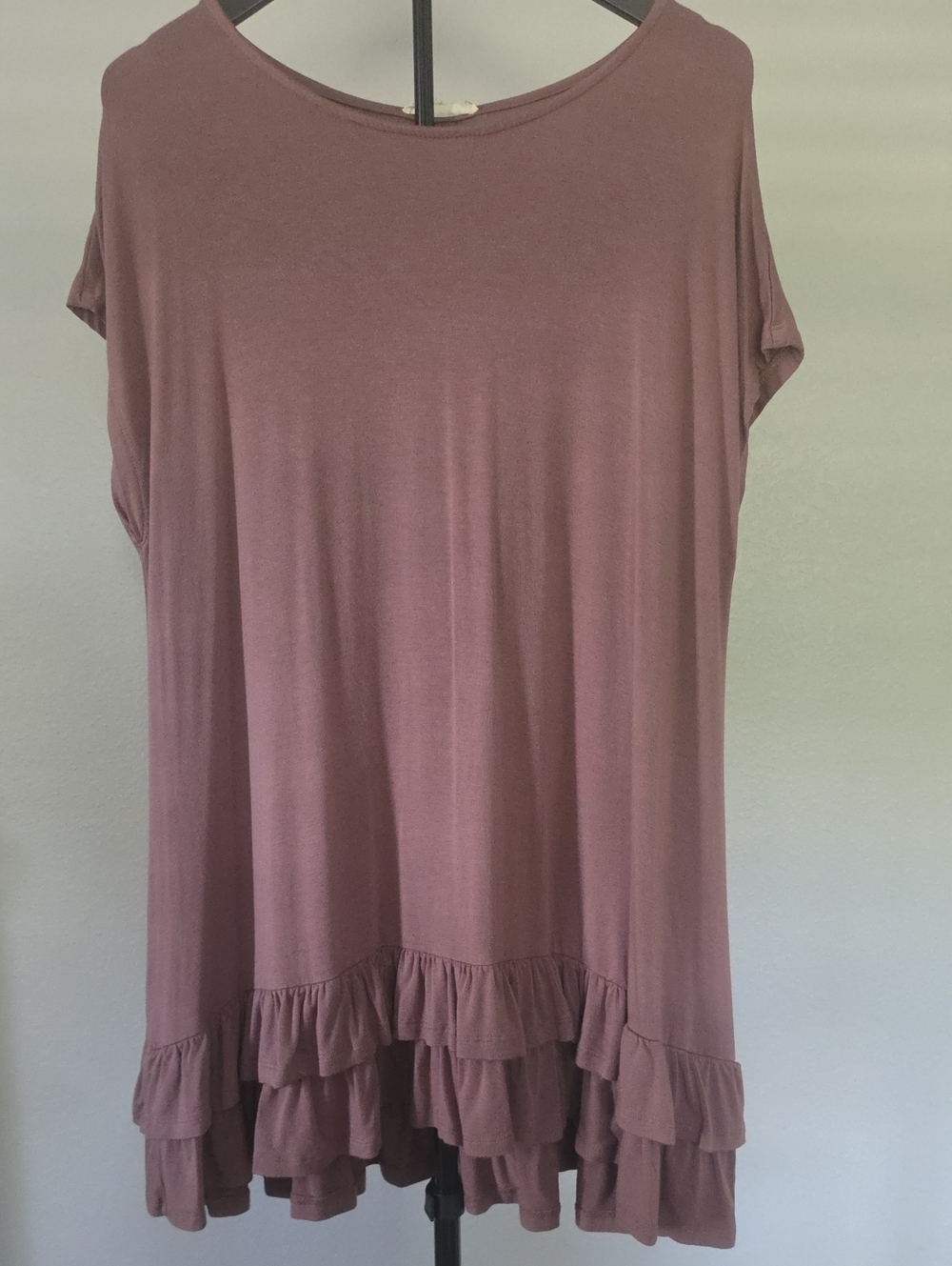 Wishlist Mauve Ruffle-Hem Short Sleeve Tunic